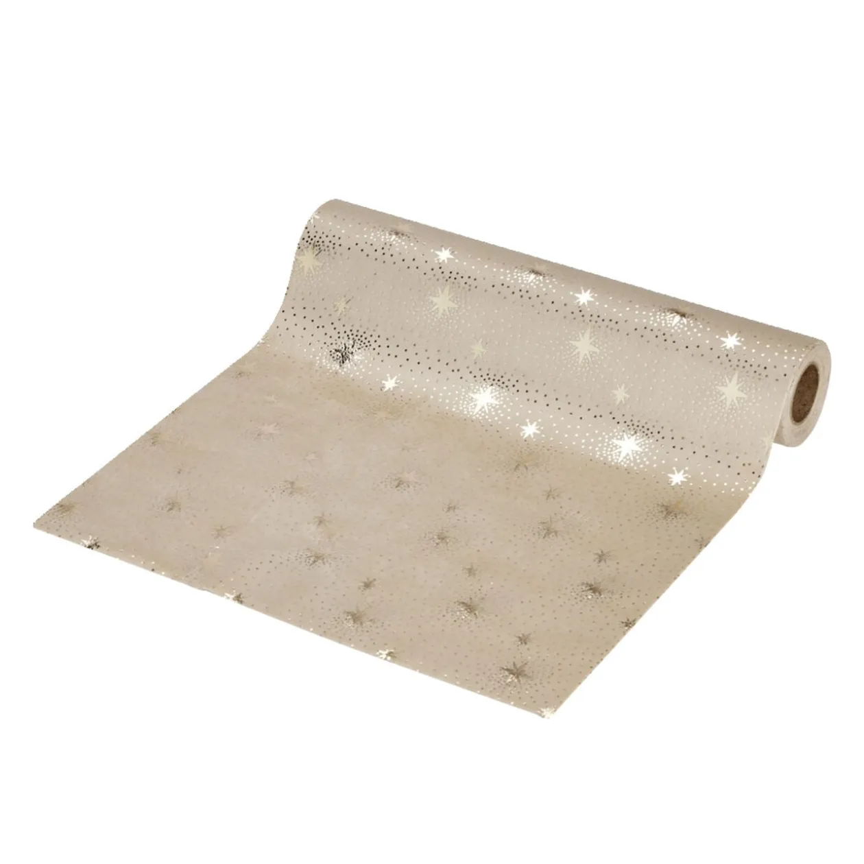 Chemin de table beige motifs étoiles dorées 3m