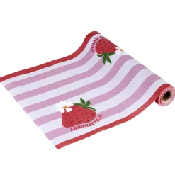 Chemin de table motif fraise polycoton 28x300cm < Gifi Best