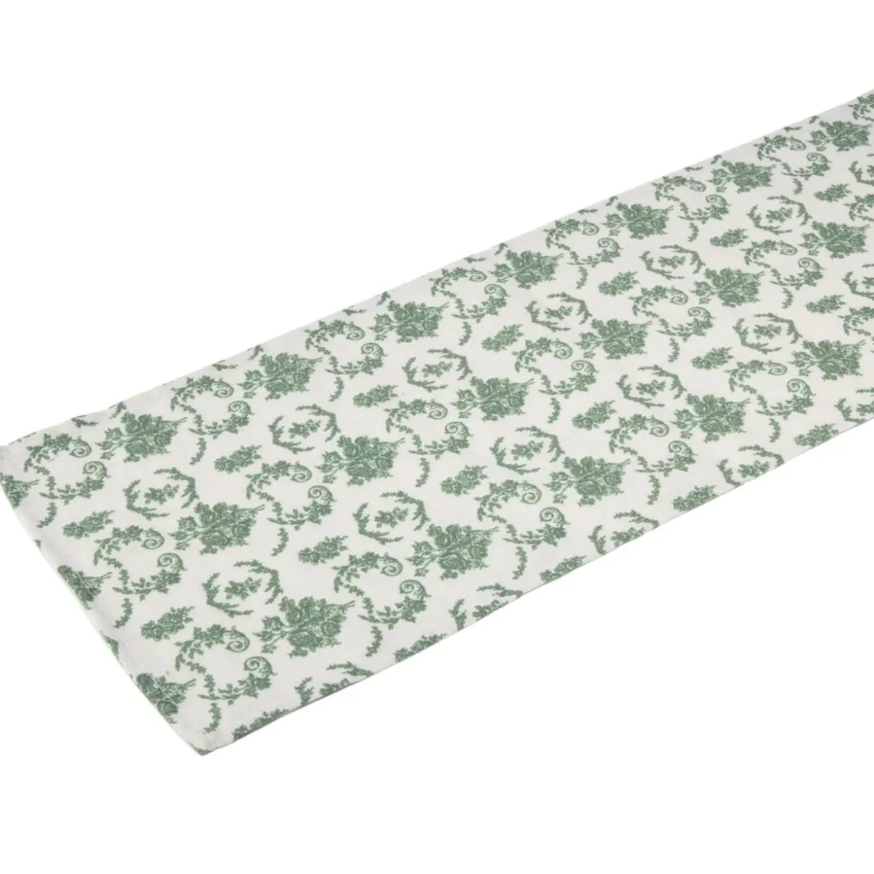 Chemin de table polyester imprimé toile de Jouy L300X25 cm vert