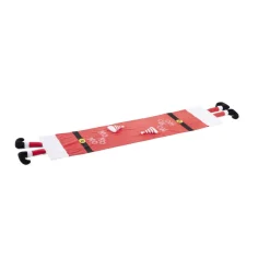 Chemin de table tissu velours rouge effet pieds de Père Noël 34x136cm