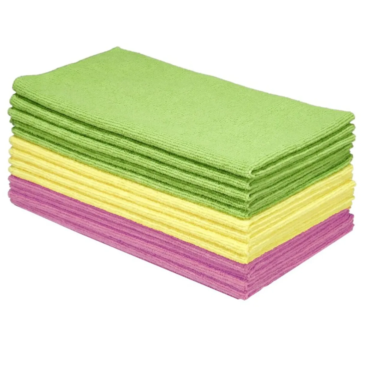 Chiffon microfibre x12 polyester rose jaune vert 30x30cm < Gifi Discount