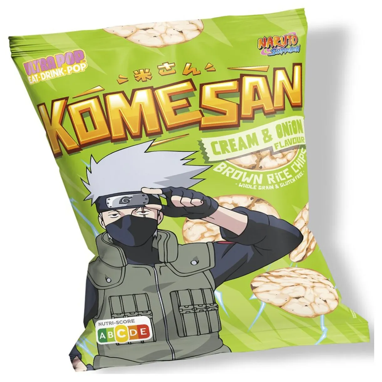 Chips de riz brun Komesan goût crème et oignon Kakashi Naruto 60gr < Gifi Online