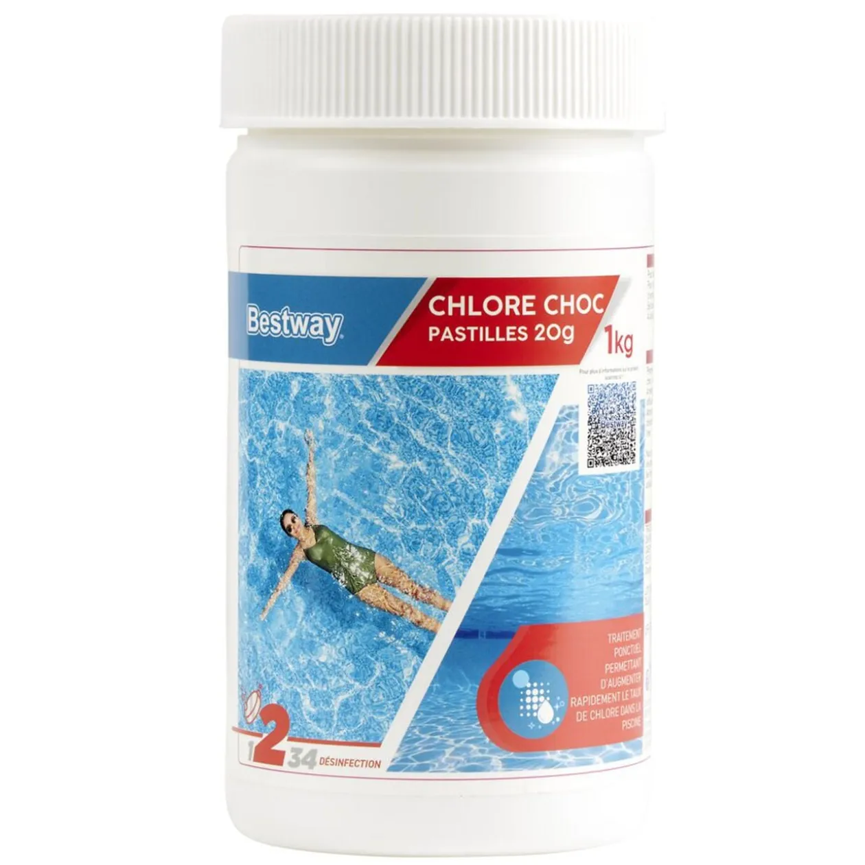 Chlore choc piscine 1kg pastille 20gr