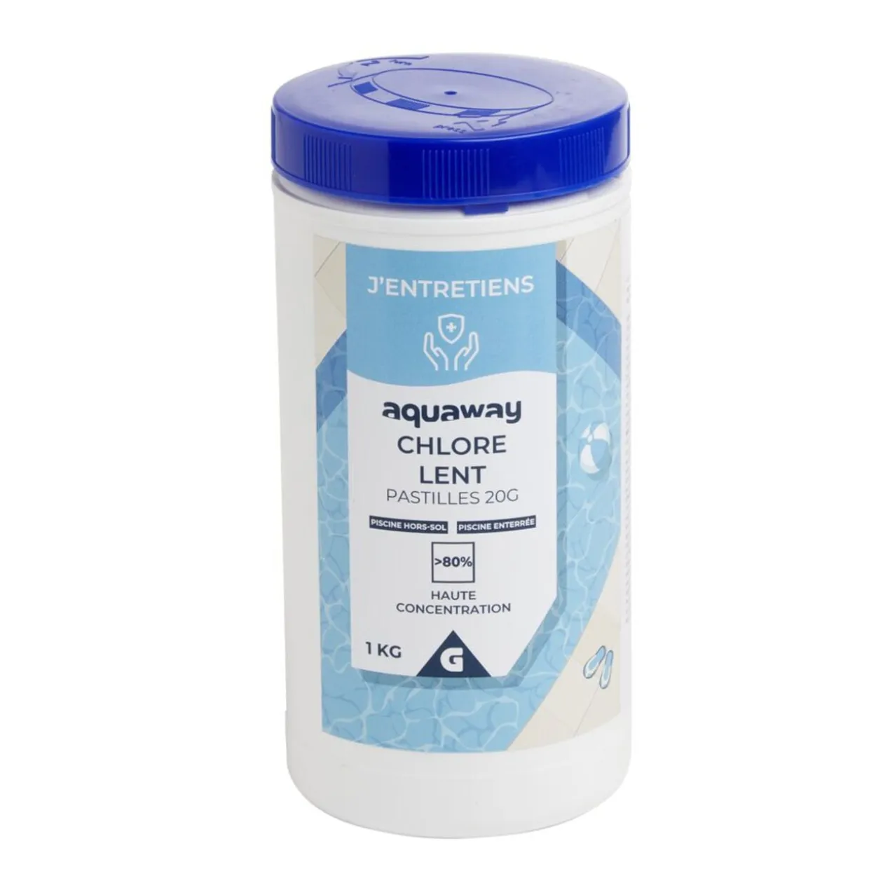 Chlore lent piscine pastilles 20g Aquaway 1kg