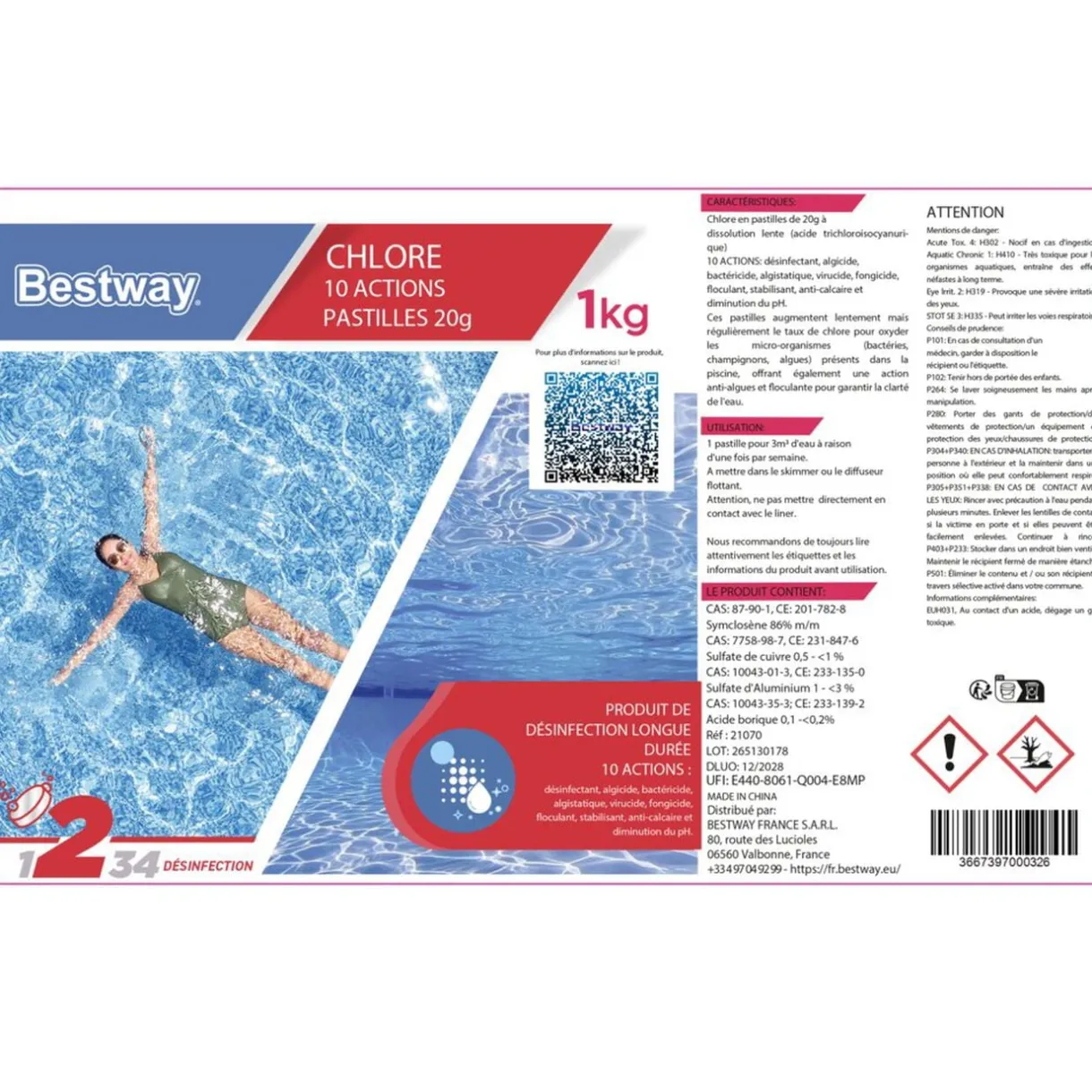Chlore multiactions piscine 1kg pastille 20gr < Gifi Outlet