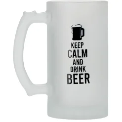 Chope de bière en verre imprimé humour