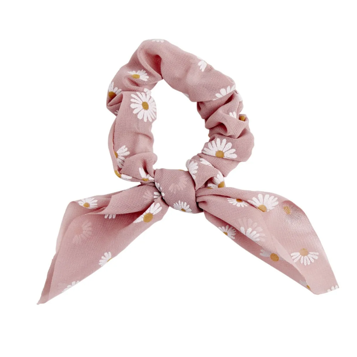 Chouchou en tissu motif fleur avec noeud court Ø7xH4cm (2 modèles) < Gifi New