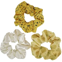 Chouchou jaune et blanc à motifs Ø10cm x3