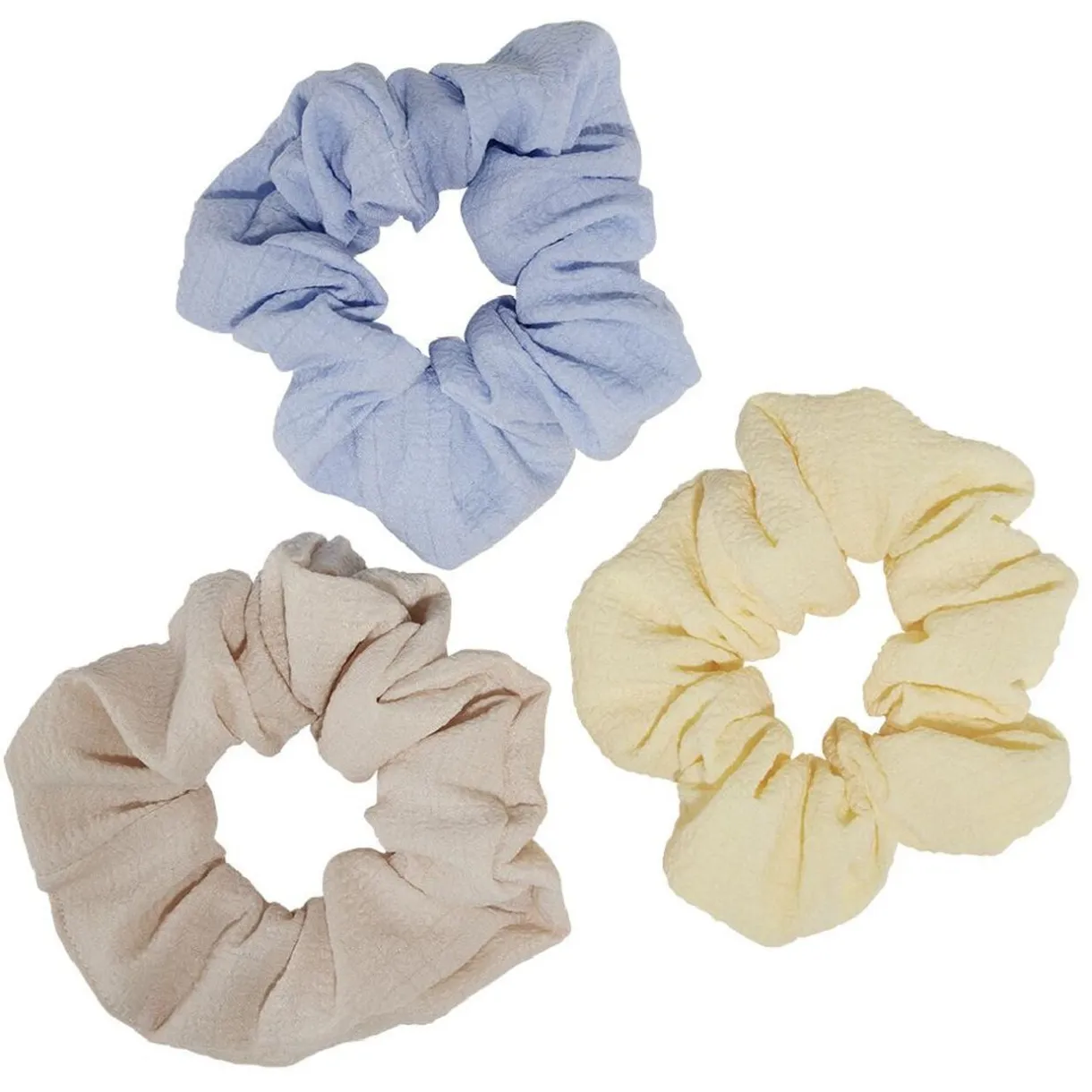 Chouchou pastel jaune/bleu/beige uni Ø10cm x3 < Gifi Online