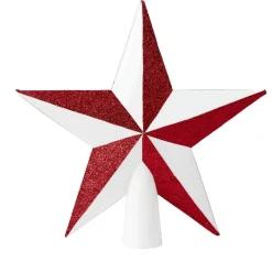 Cimier de sapin forme étoile blanc et rouge 22x2,5xH25cm < Gifi Hot
