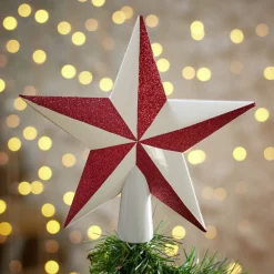 Cimier de sapin forme étoile blanc et rouge 22x2,5xH25cm < Gifi Hot