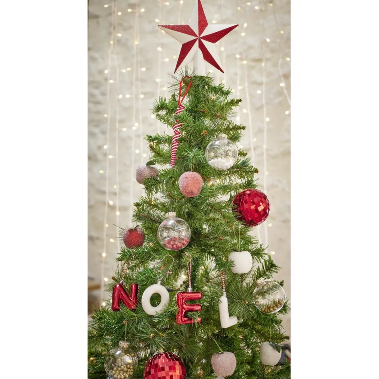 Cimier de sapin forme étoile blanc et rouge 22x2,5xH25cm < Gifi Hot
