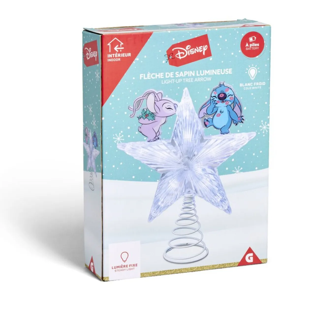 Cimier lumineux Disney Stitch étoile de sapin H24 cm