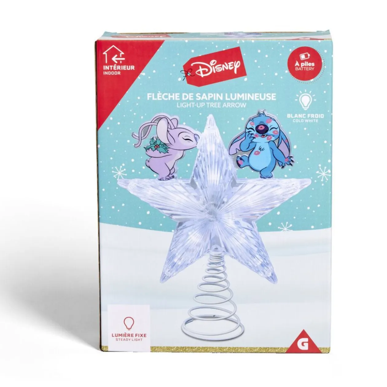 Cimier lumineux Disney Stitch étoile de sapin H24 cm