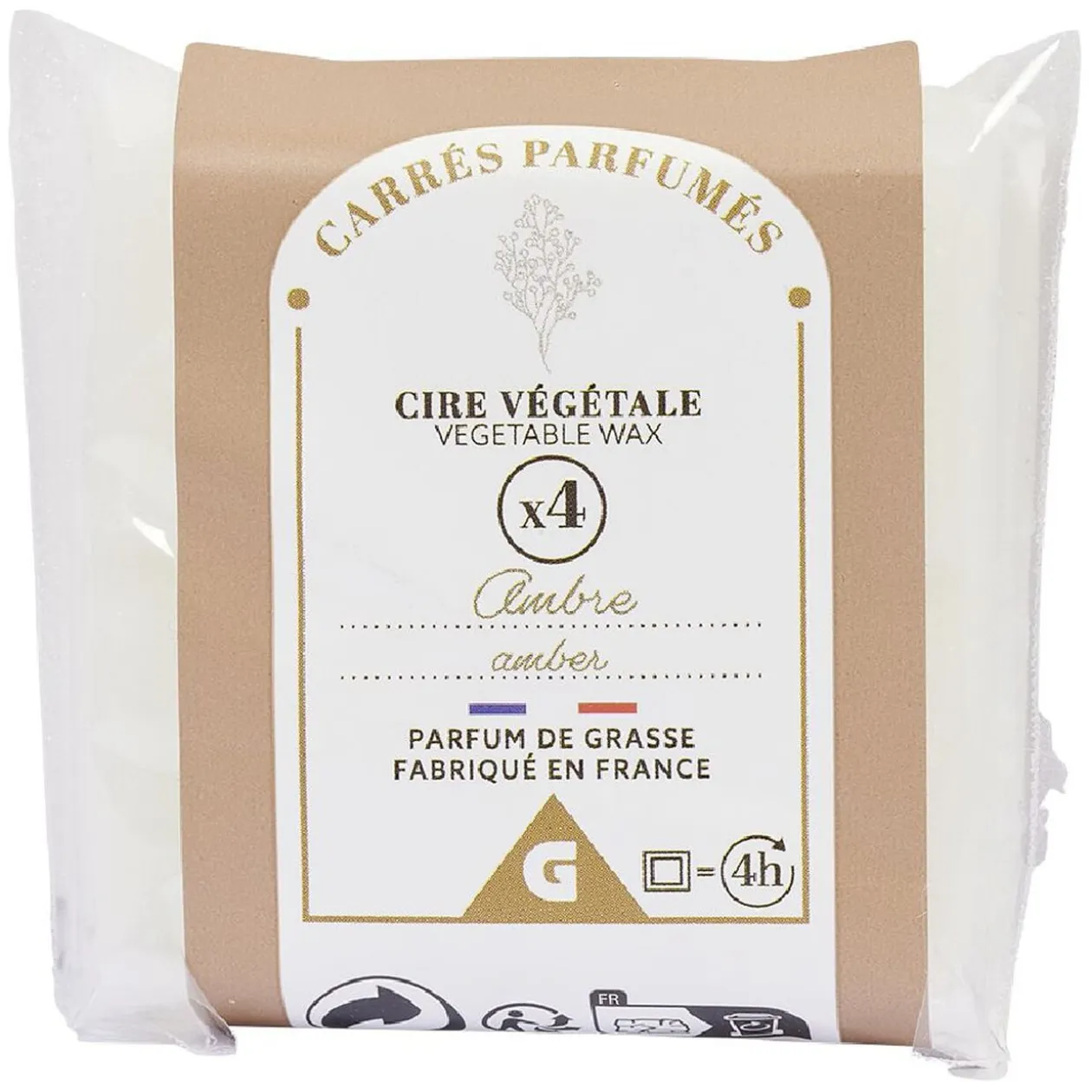 Cire parfumée marron senteur ambre patchouli 40g x4