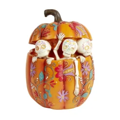 Citrouille Halloween déco calavera avec squelettes Ø15xH21cm
