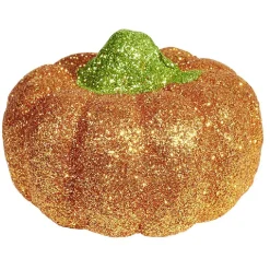 Citrouille pailletée orange et vert Halloween x4