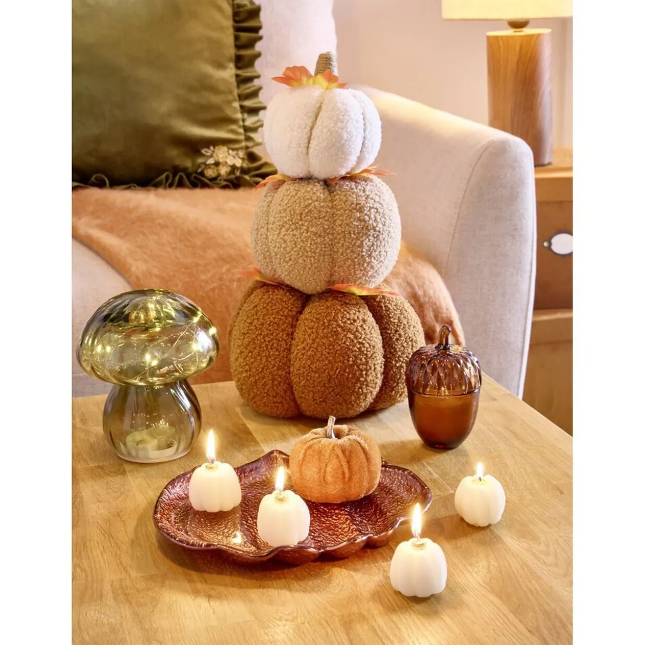 Citrouille superposées automne x3 coton et laine bouclée