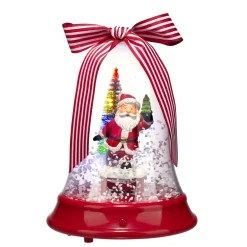 Cloche de Noël lumineuse décor Père Noël animée et lumineuse H17cm