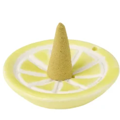 Cône encens citronnelle x30 avec support céramique citron jaune < Gifi Best