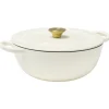 Cocotte en fonte 4,1L motif floral avec poignée dorée L35X26X10 cm (2 modèles blanc ou noir)