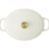 Cocotte en fonte ovale 6L avec poignée dorée L40X31XH12 cm (2 modèles bordeaux ou blanc) < Gifi Hot