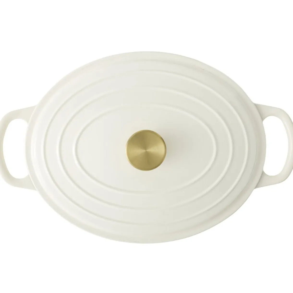 Cocotte en fonte ovale 6L avec poignée dorée L40X31XH12 cm (2 modèles bordeaux ou blanc) < Gifi Hot