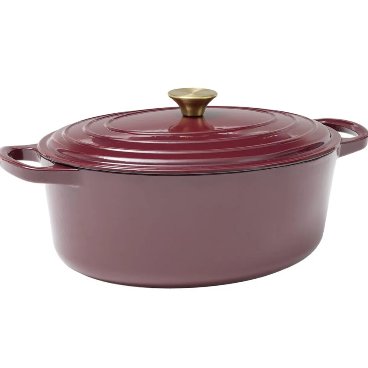 Cocotte en fonte ovale 6L avec poignée dorée L40X31XH12 cm (2 modèles bordeaux ou blanc) < Gifi Hot