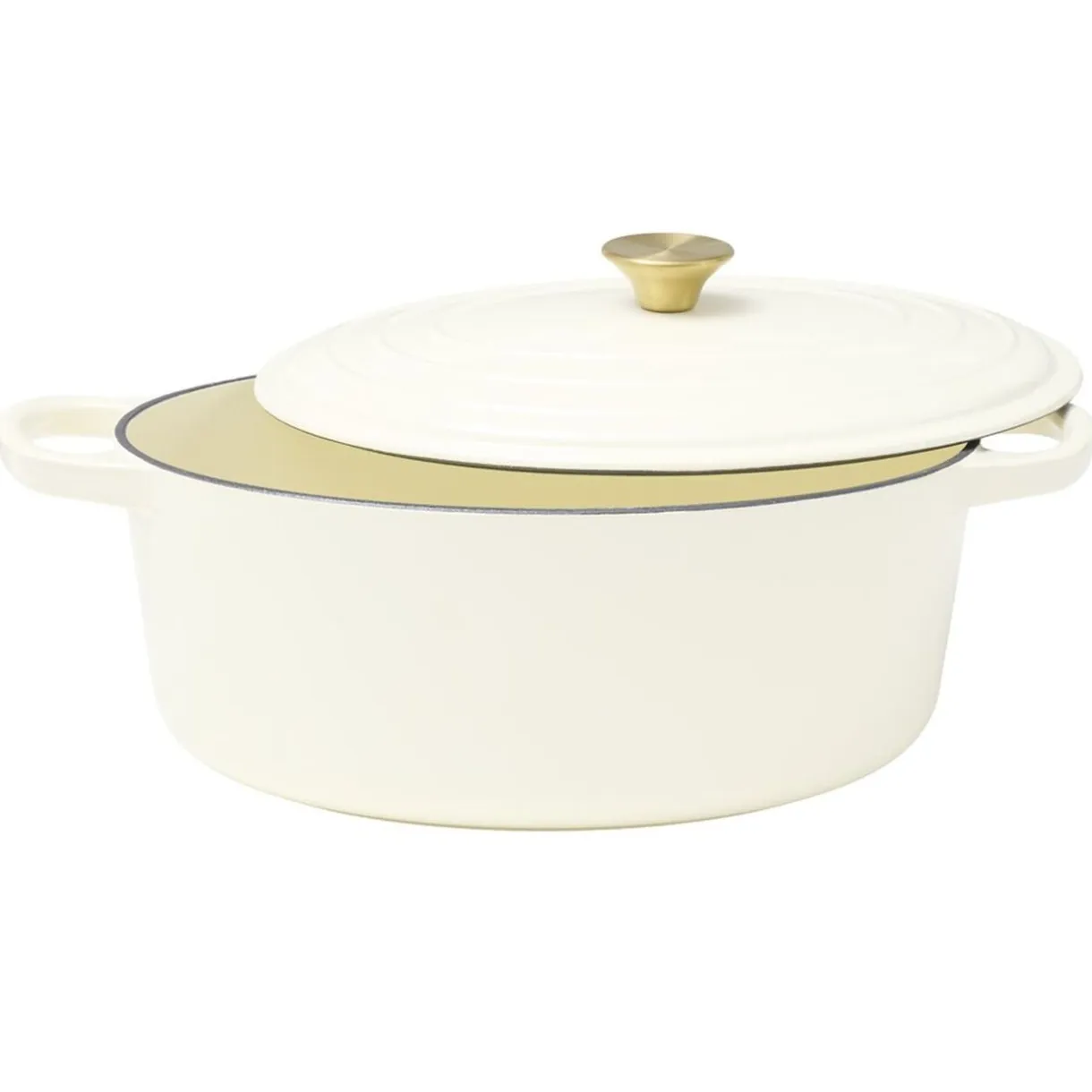 Cocotte en fonte ovale 6L avec poignée dorée L40X31XH12 cm (2 modèles bordeaux ou blanc) < Gifi Hot