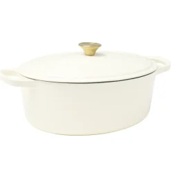 Cocotte en fonte ovale 6L avec poignée dorée L40X31XH12 cm (2 modèles bordeaux ou blanc) < Gifi Hot