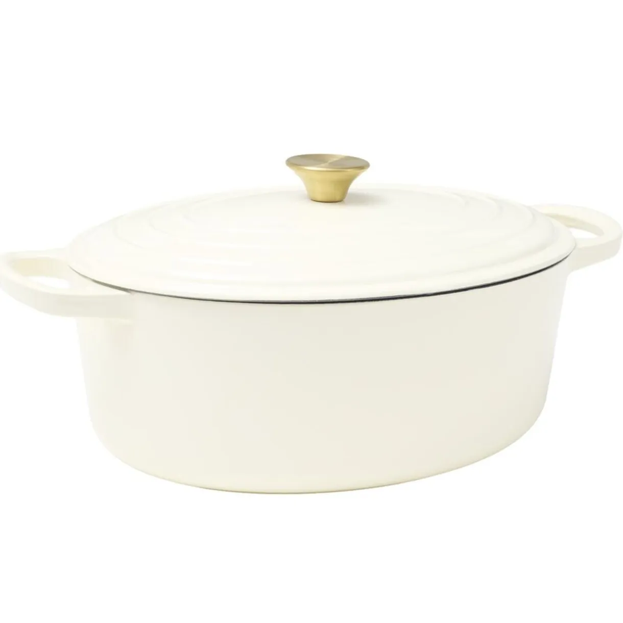 Cocotte en fonte ovale 6L avec poignée dorée L40X31XH12 cm (2 modèles bordeaux ou blanc) < Gifi Hot