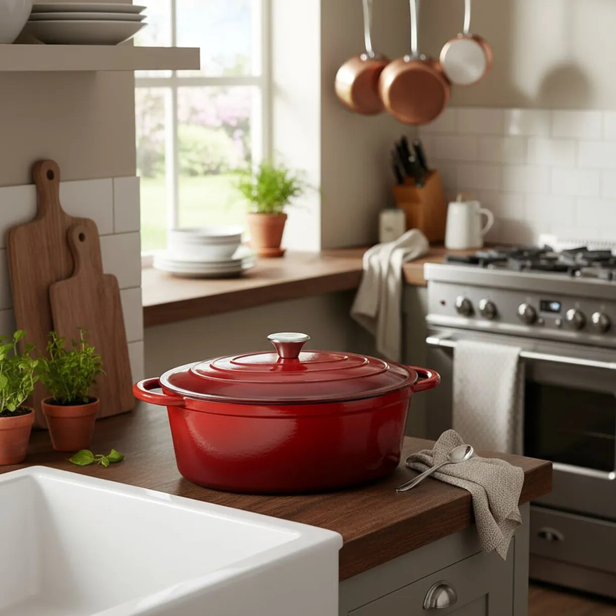 Cocotte ovale 4,3L fonte rouge tous feux dont induction 30x23xH11cm < Gifi New