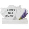 Coeur funéraire x2 sur socle blanc motif lavande