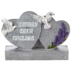 Coeur funéraire x2 sur socle gris motif lavande < Gifi Hot
