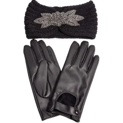 Coffret bandeau et gants noirs assortis