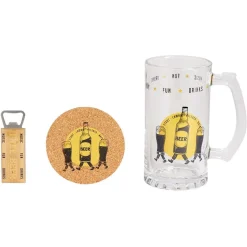 Coffret bière 3 pièces verre décapsuleur et sous-verre - 2 modèles