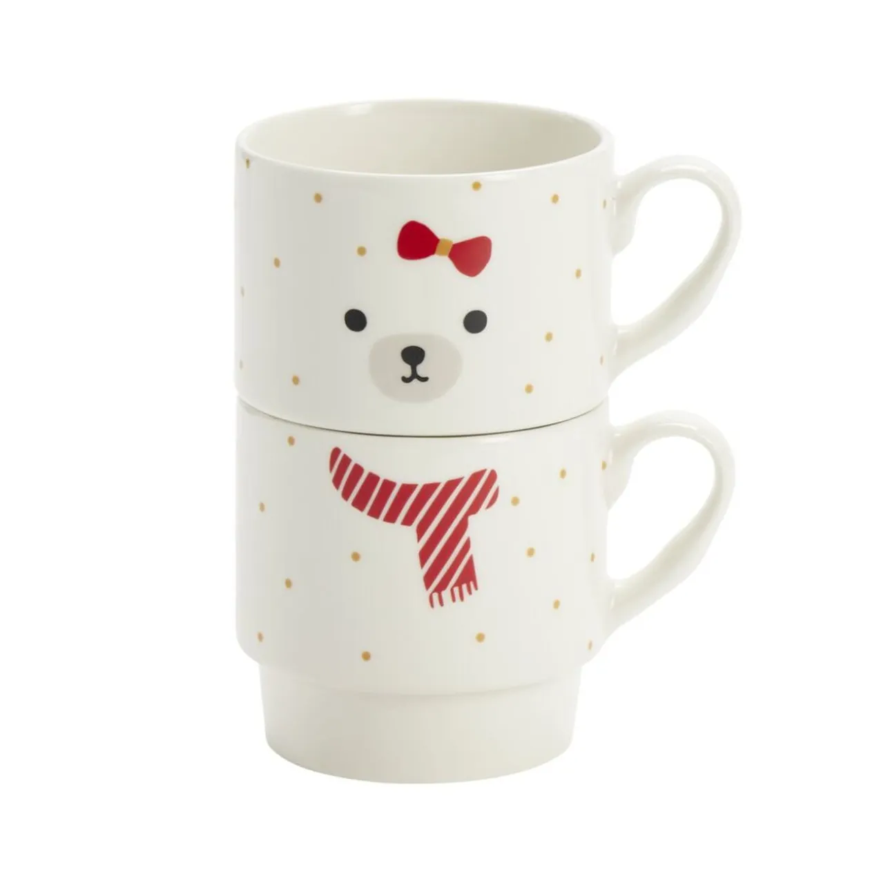 Coffret duo mug x2 Noël motif mignon écharpe rouge 350ml (3 modèles)