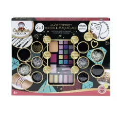 Coffret maxi 2en1 fabrique à bijoux perles et maquillage 36x47cm < Gifi Outlet