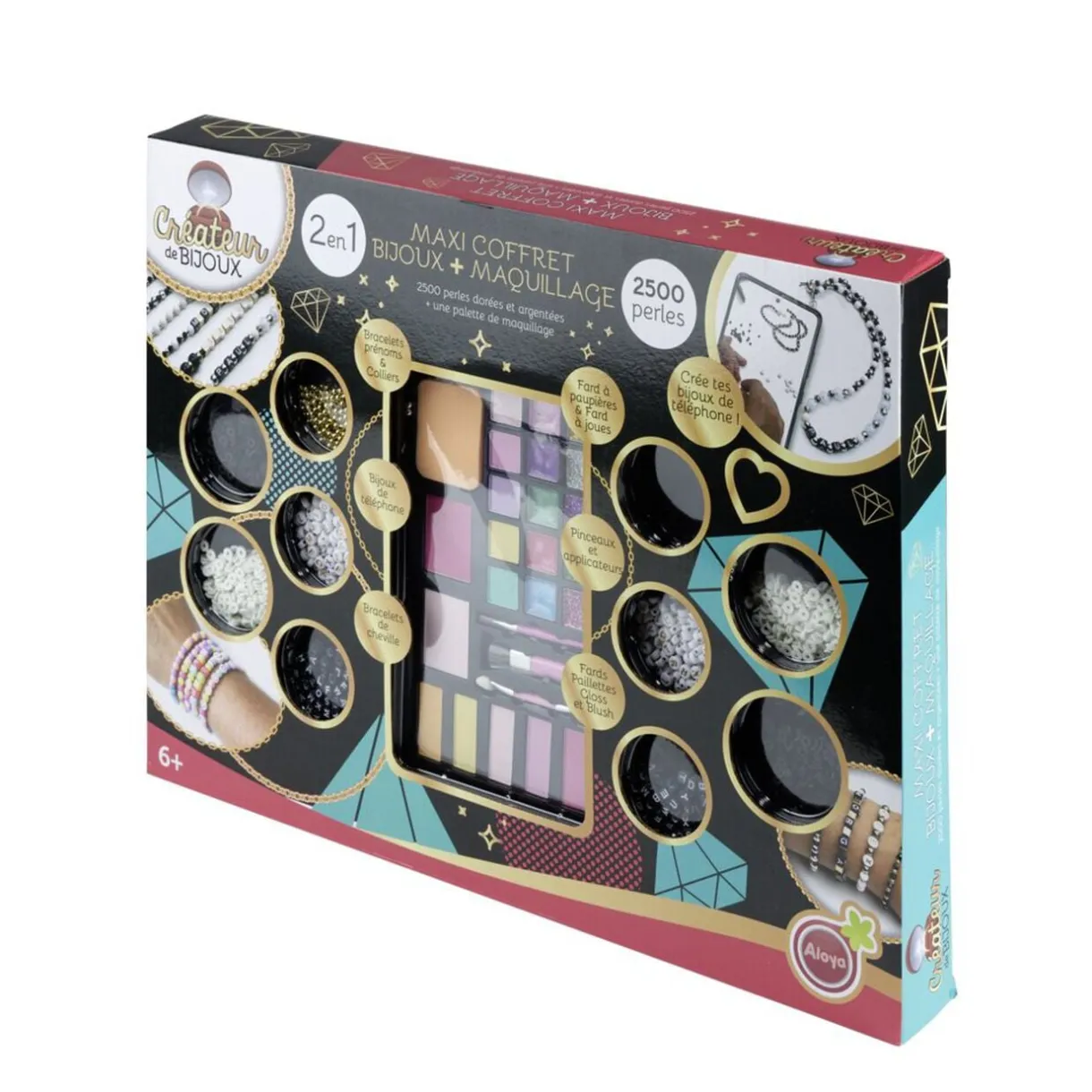Coffret maxi 2en1 fabrique à bijoux perles et maquillage 36x47cm < Gifi Outlet