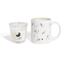 Coffret mug 33cl et bougie motif main blanc et noir