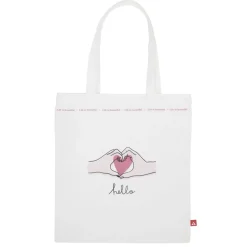 Coffret mug 330ml et tote bag coeur blanc et rose
