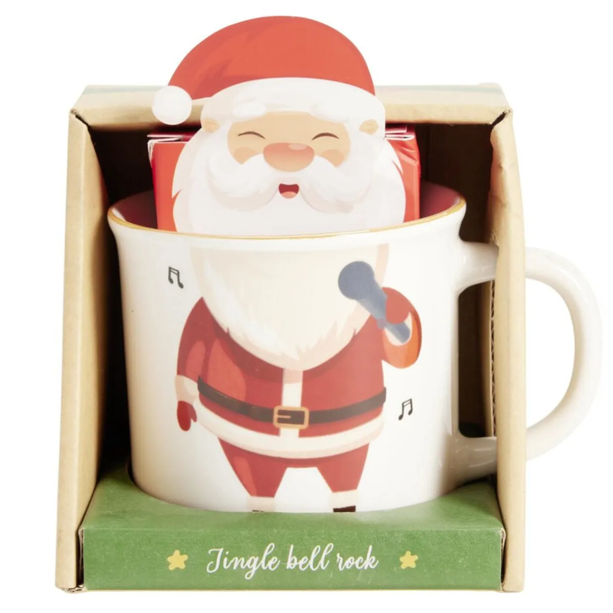 Coffret mug Noël 330ml motif mignon avec biscuits (3 modèles)