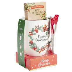 Coffret mug Noël 330ml motif traditionnel avec biscuits (3 modèles)