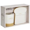 Coffret mug Ø8,5xH9,5cm avec coupelle forme tartine en céramique 13,5x15cm