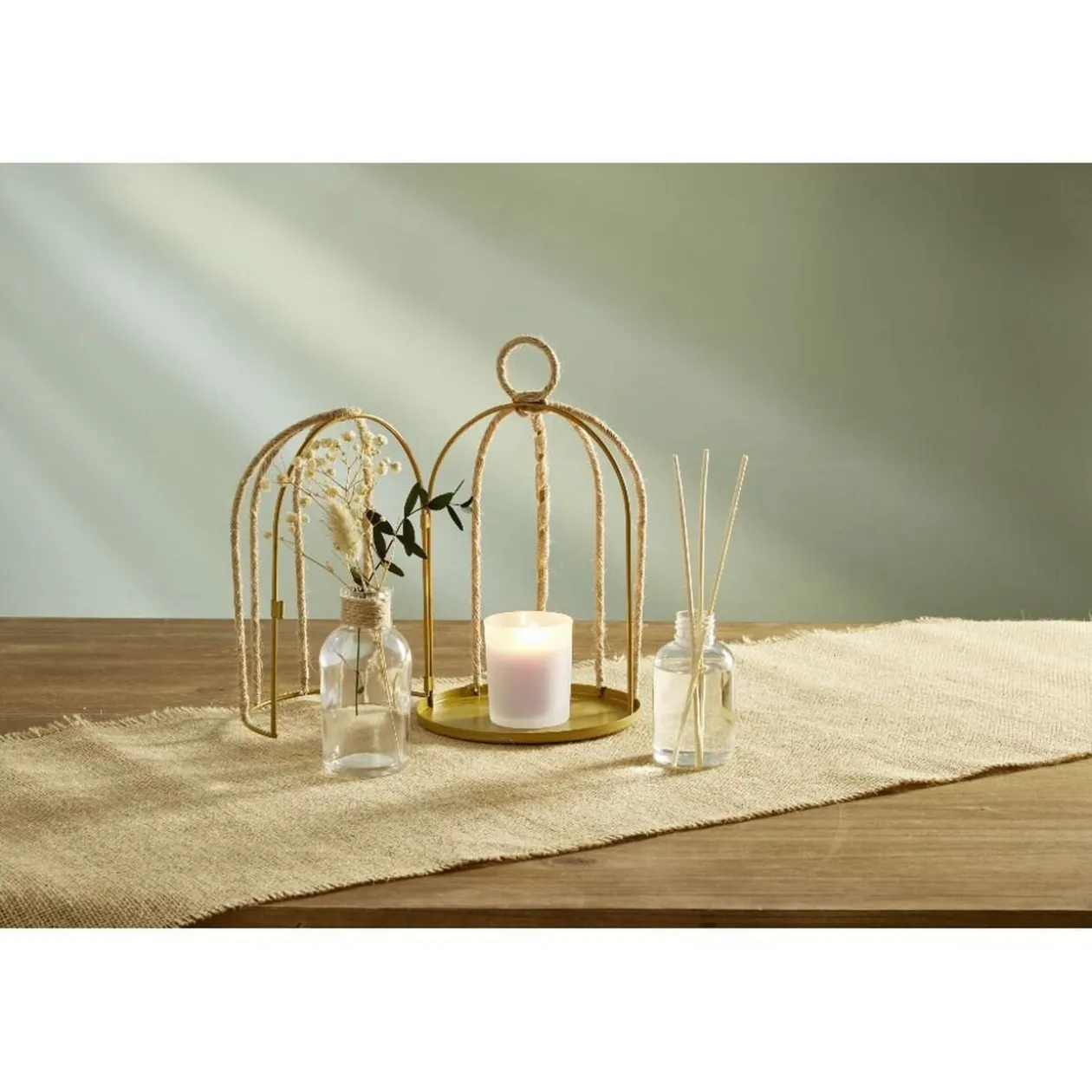 Coffret senteur cage corde fleur séchée lavande Ø14xH24cm