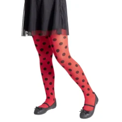 Collant enfant motif coccinelle rouge et pois noir Taille unique L65cm