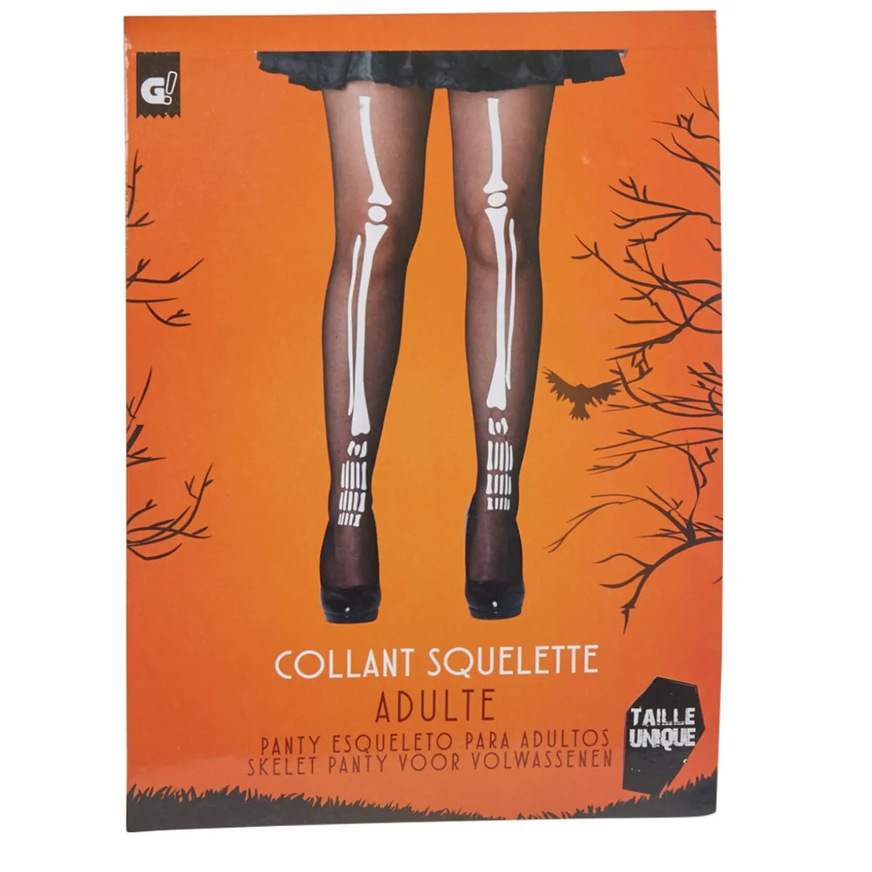 Collant Halloween squelette adulte Taille unique
