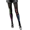 Collant squelette adulte Taille unique noir et multicolore pailleté
