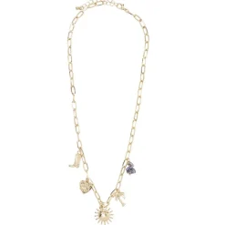 Collier avec pampilles soleil métal doré L20cm