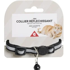 Collier pour chat réfléchissant ajustable avec clochette L30cm (4 modèles)
